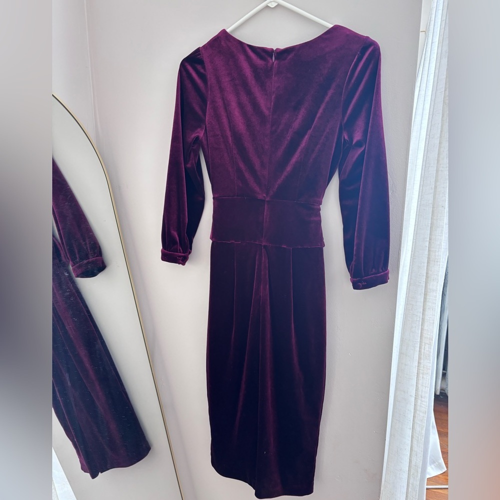 Boden Rich Burgundy Long Sleeve Velvet Dress - Picture 10 of 10
